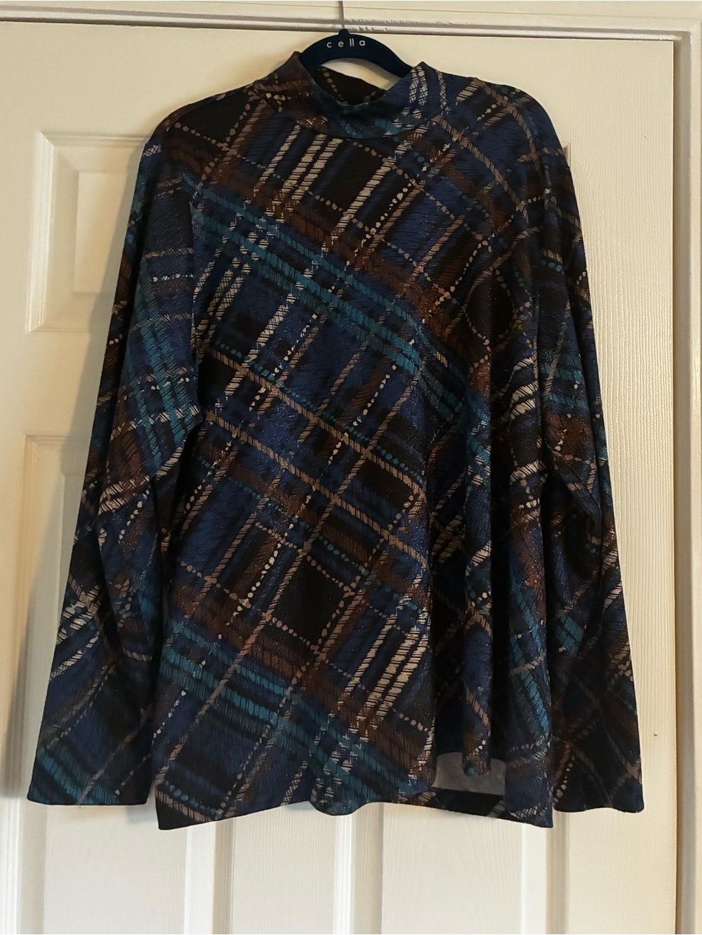 Susan Graver Metallic Knit Mock Neck Top
